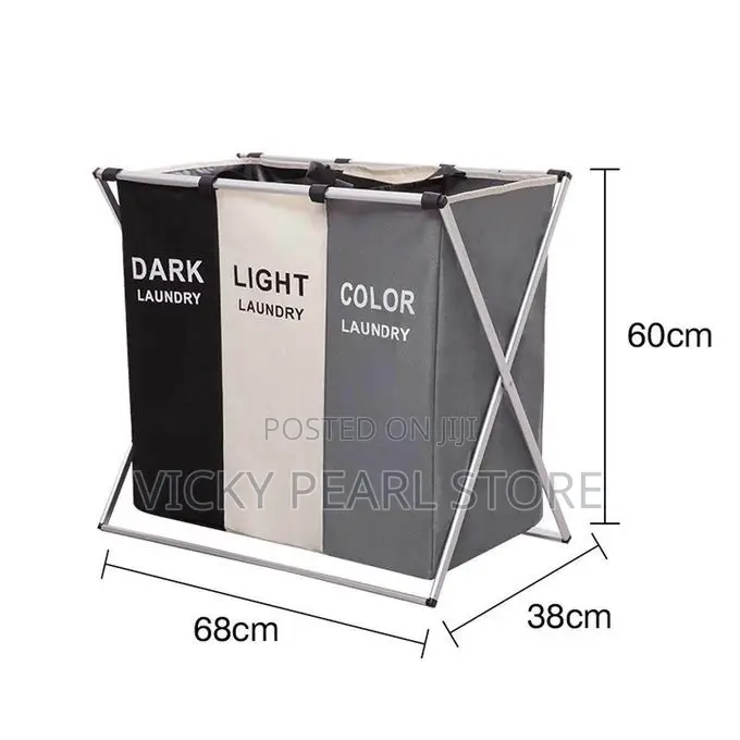 Laundry Hamper Foldable Basket 1/2/3 Section Portable.