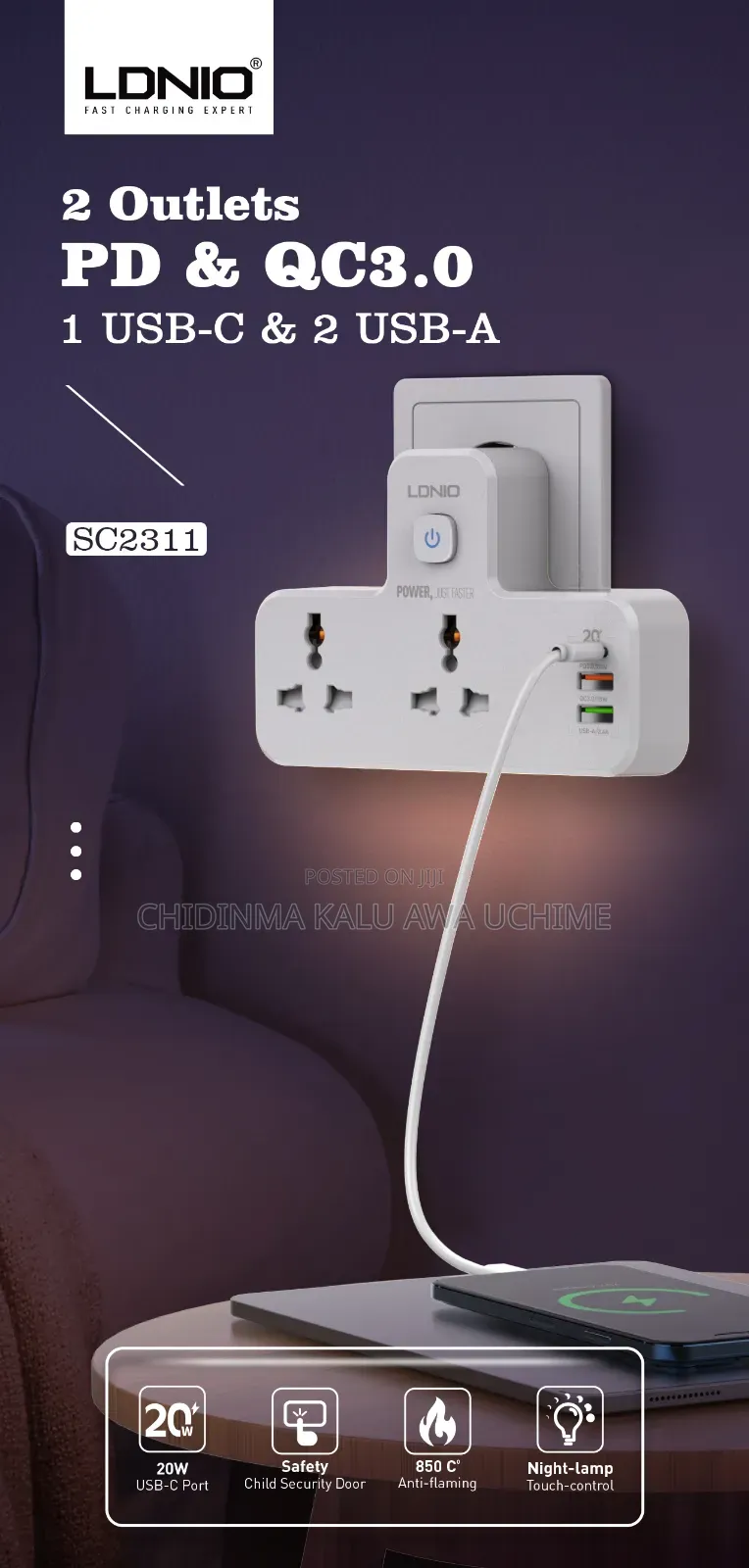 Ldnio Multi Plug Extension Socket