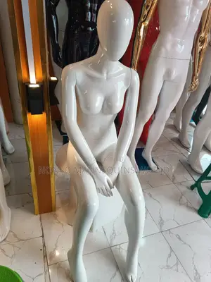 Glossy White Female Sitting Down Display Mannequin