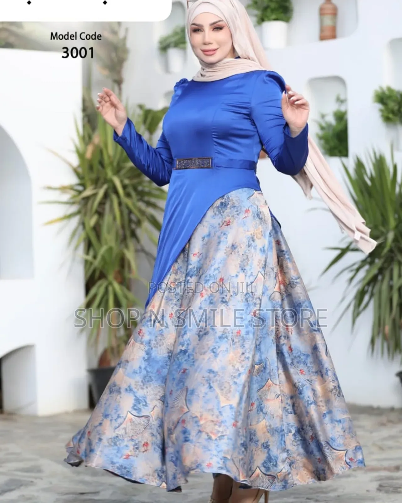 Plain and Partern Longsleeve Dress