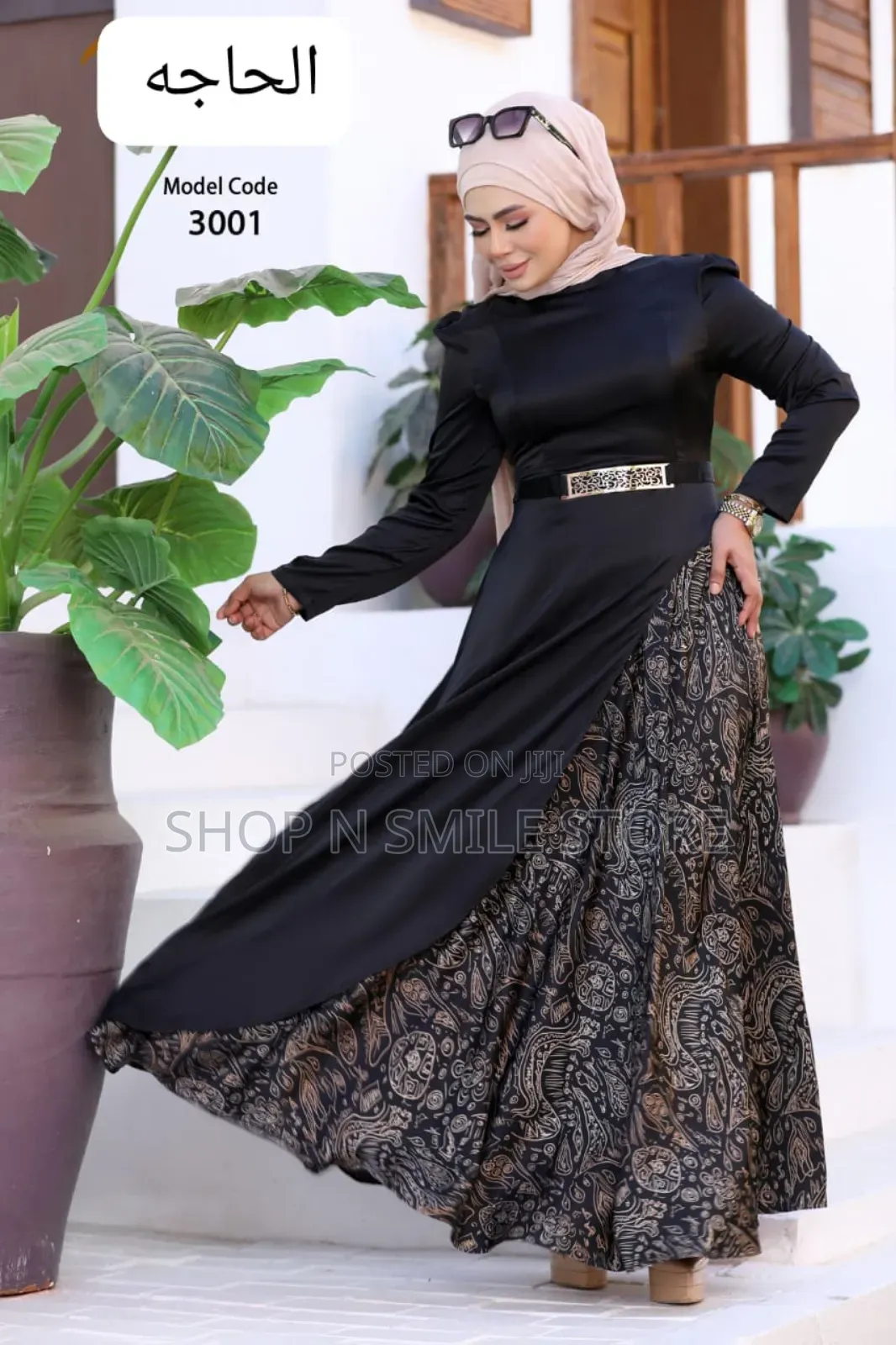 Plain and Partern Longsleeve Dress