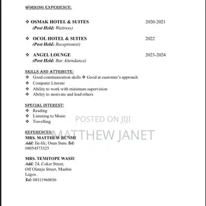 Factory CV With Attractive Pay