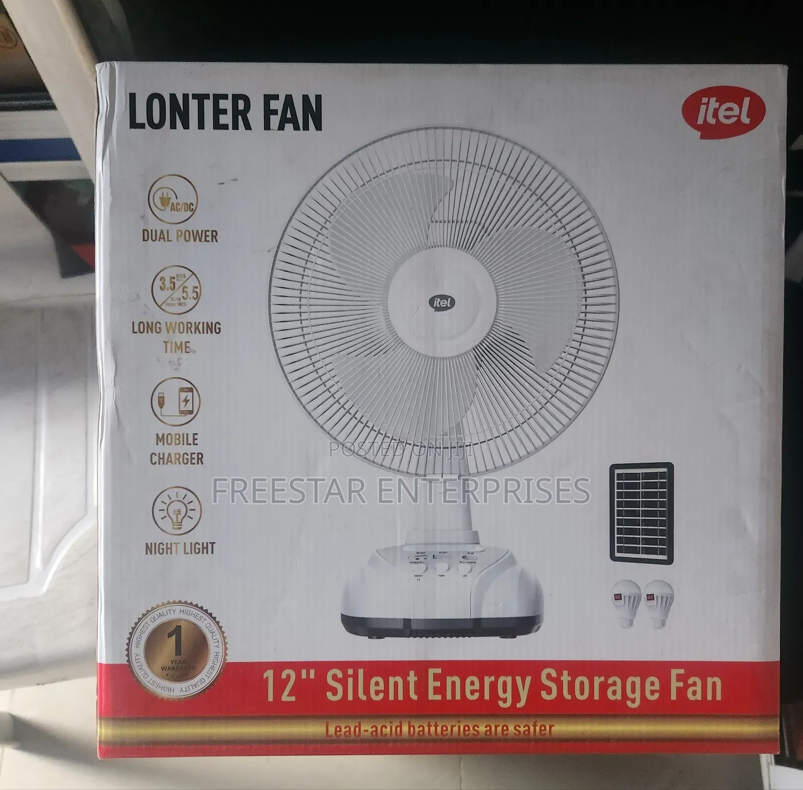 Itel Solar Fan Will Light Bulbs. Itel Rechargeable Fan, Bulb