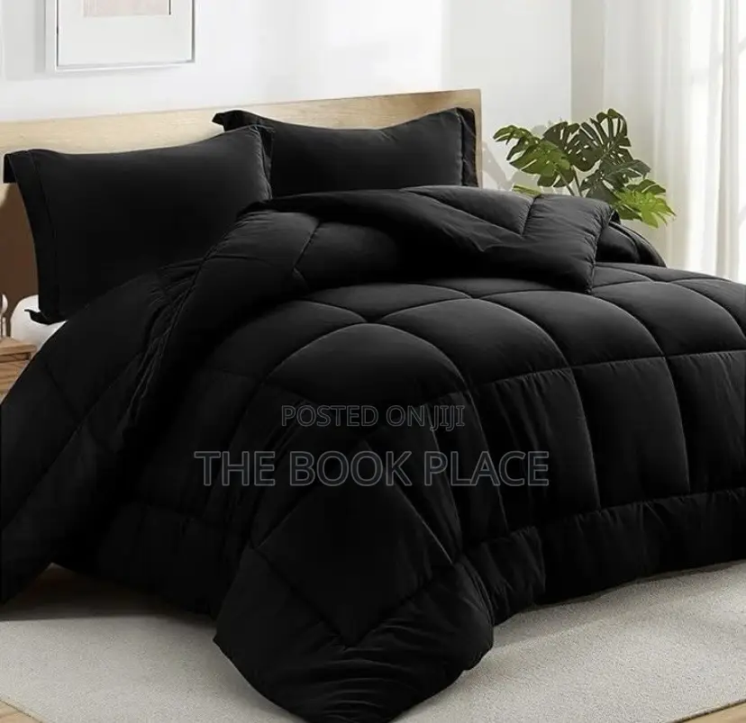 Plain Black Pure Cotton Bedding Set