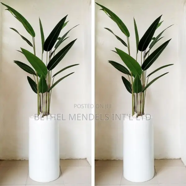 Artificial Plants and Fiberglass Vase Combo