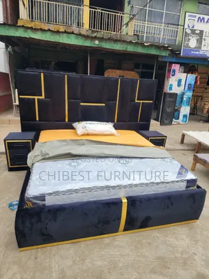 6by6 Upholstery Padded Bed Frame With Two Side Drawers