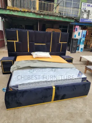 6by6 Upholstery Padded Bed Frame With Two Side Drawers