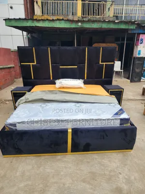 6by6 Upholstery Padded Bed Frame With Two Side Drawers