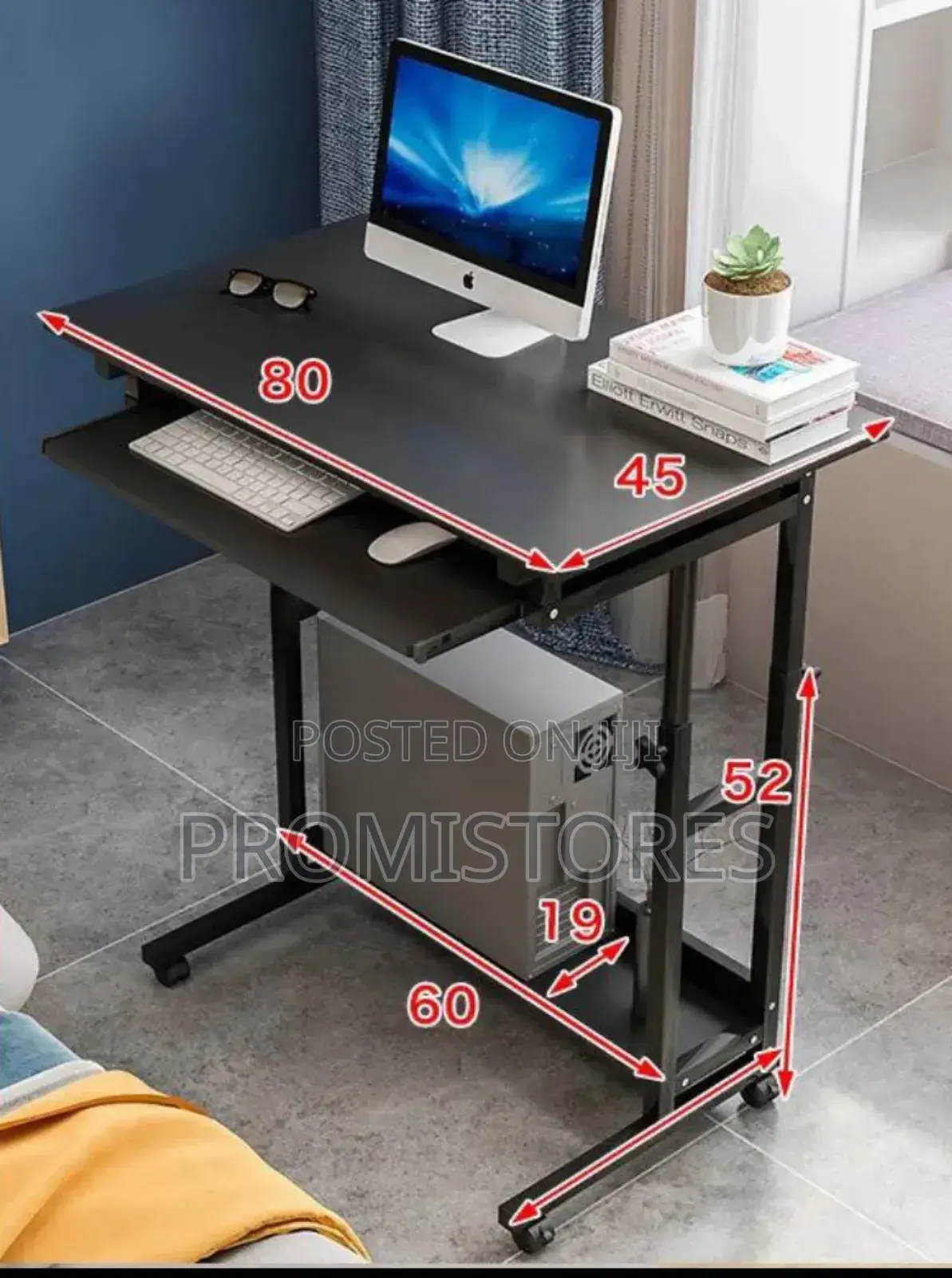 Double Layer Laptop Table With Wheel 80cmx40cm