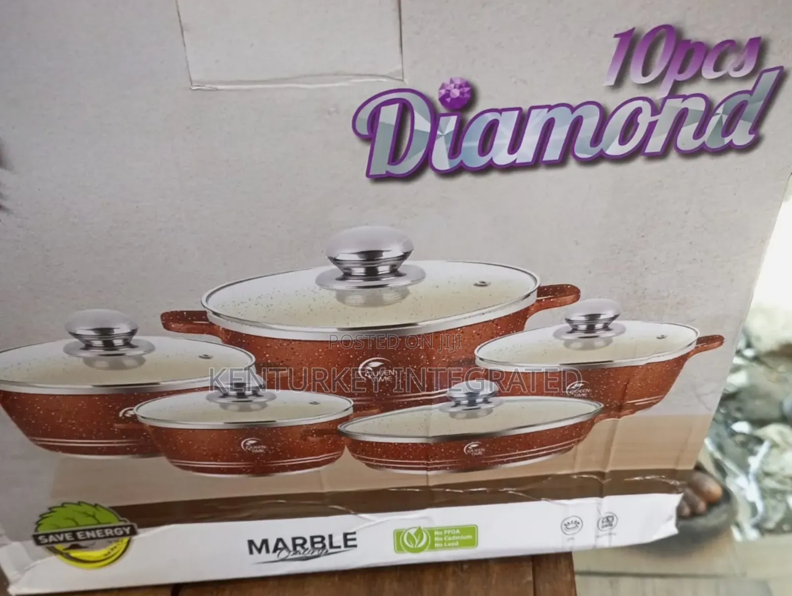 10 PCS Diamond Marble Cookware Sets