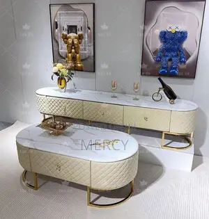 Tv Stand and Center Table With Marble Top and Drawers