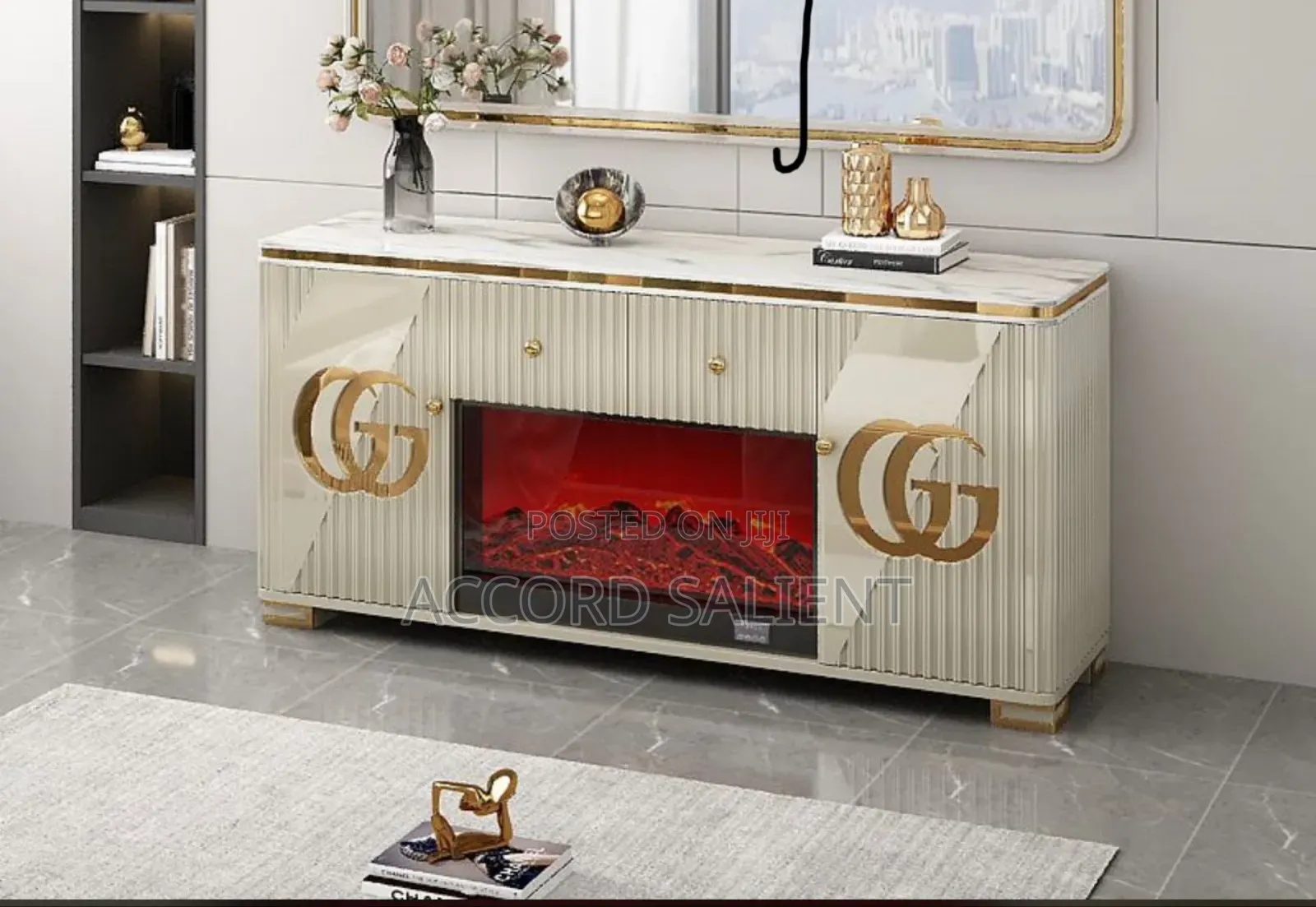 Unique Foreign Fireplace TV Stand