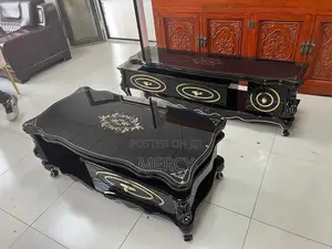 Wooden Center Table With Tv Stand And Glass Top With Drawers