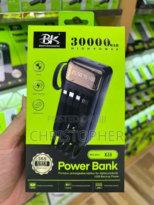 Bk 30000mah Powerbank Fast Charging With 4 Cables Digital
