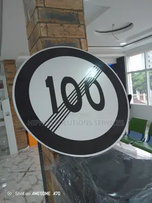 Road Sign End Minimum Speed Limit 100