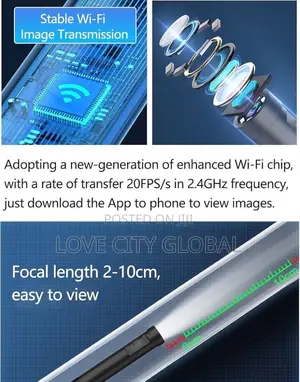 HD Wifi Pixel Single Lens Industrial Endoscope +8 LED Lights