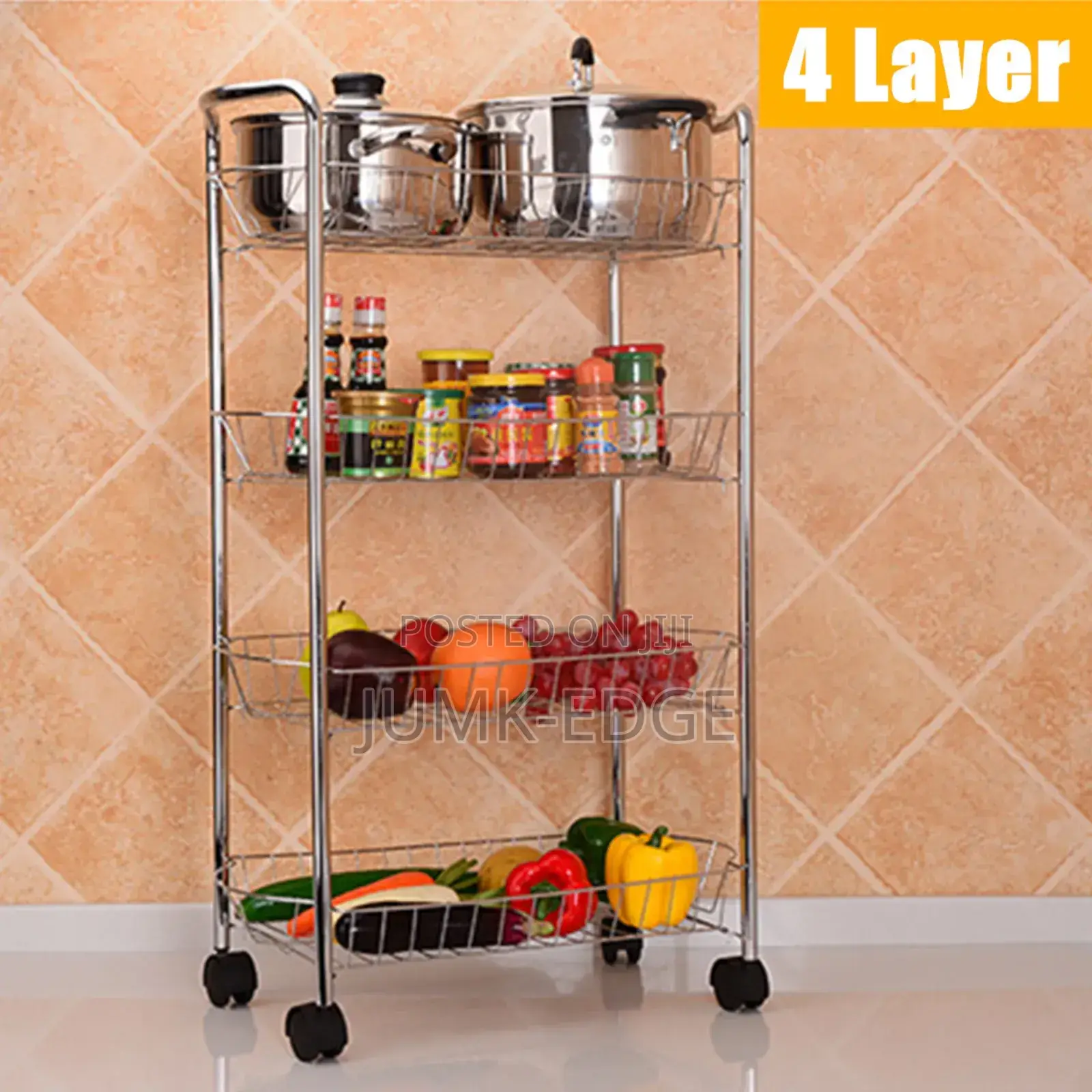 4 Layers Iron Trolley Fruit Baskets