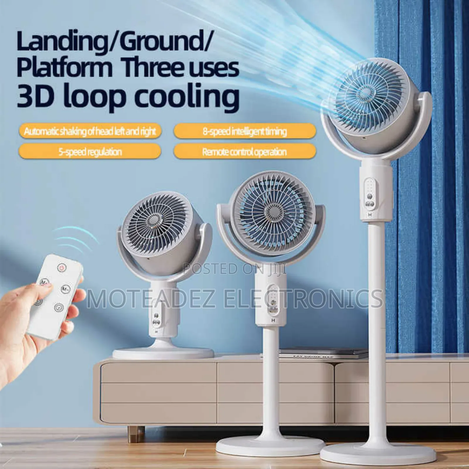 F1 Rechargeable Strong Wind Air Circulation Standing Fan With Remote