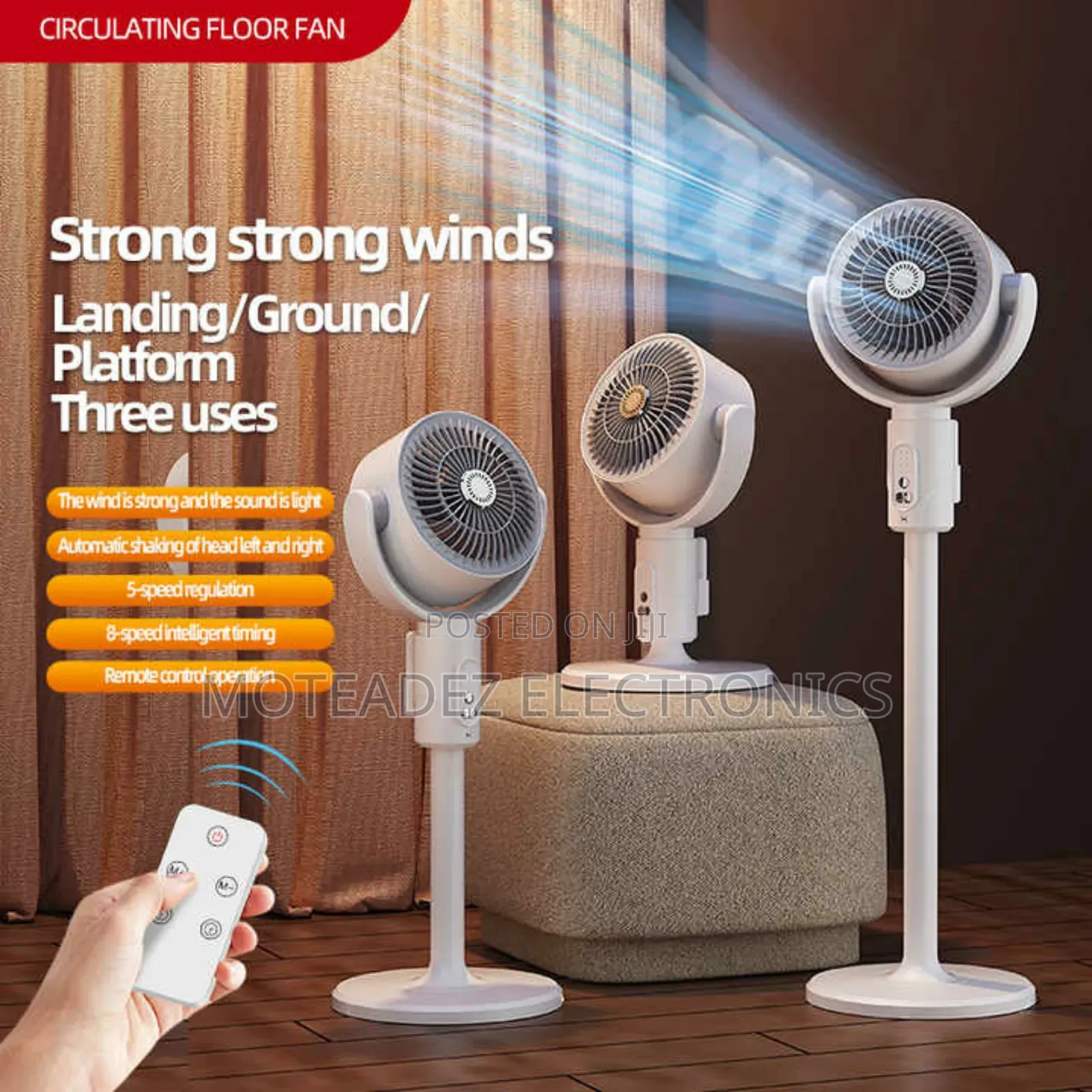 F1 Rechargeable Strong Wind Air Circulation Standing Fan With Remote