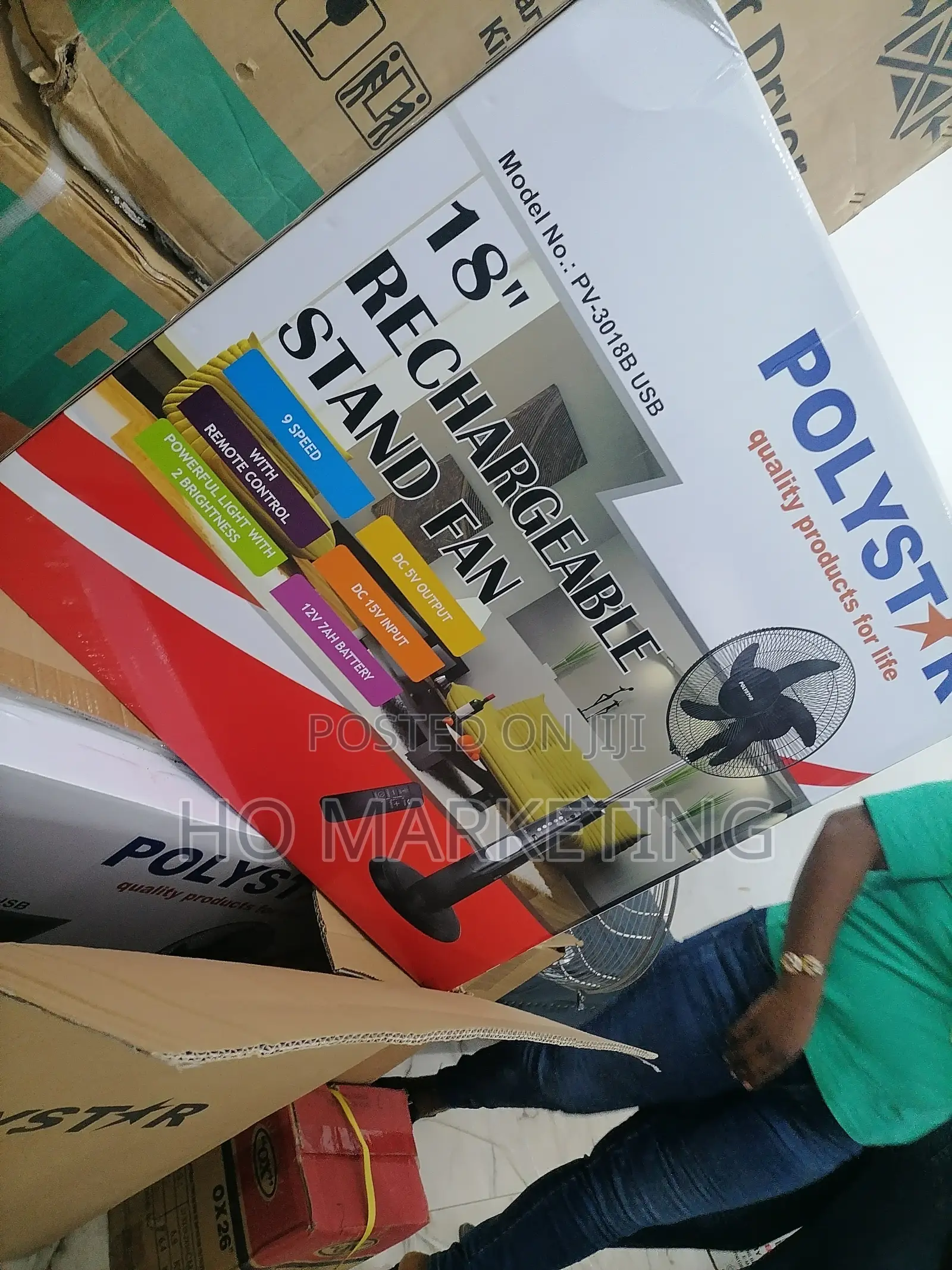 Available Polystar 18' Rechargable Fan [Pv-3018b]