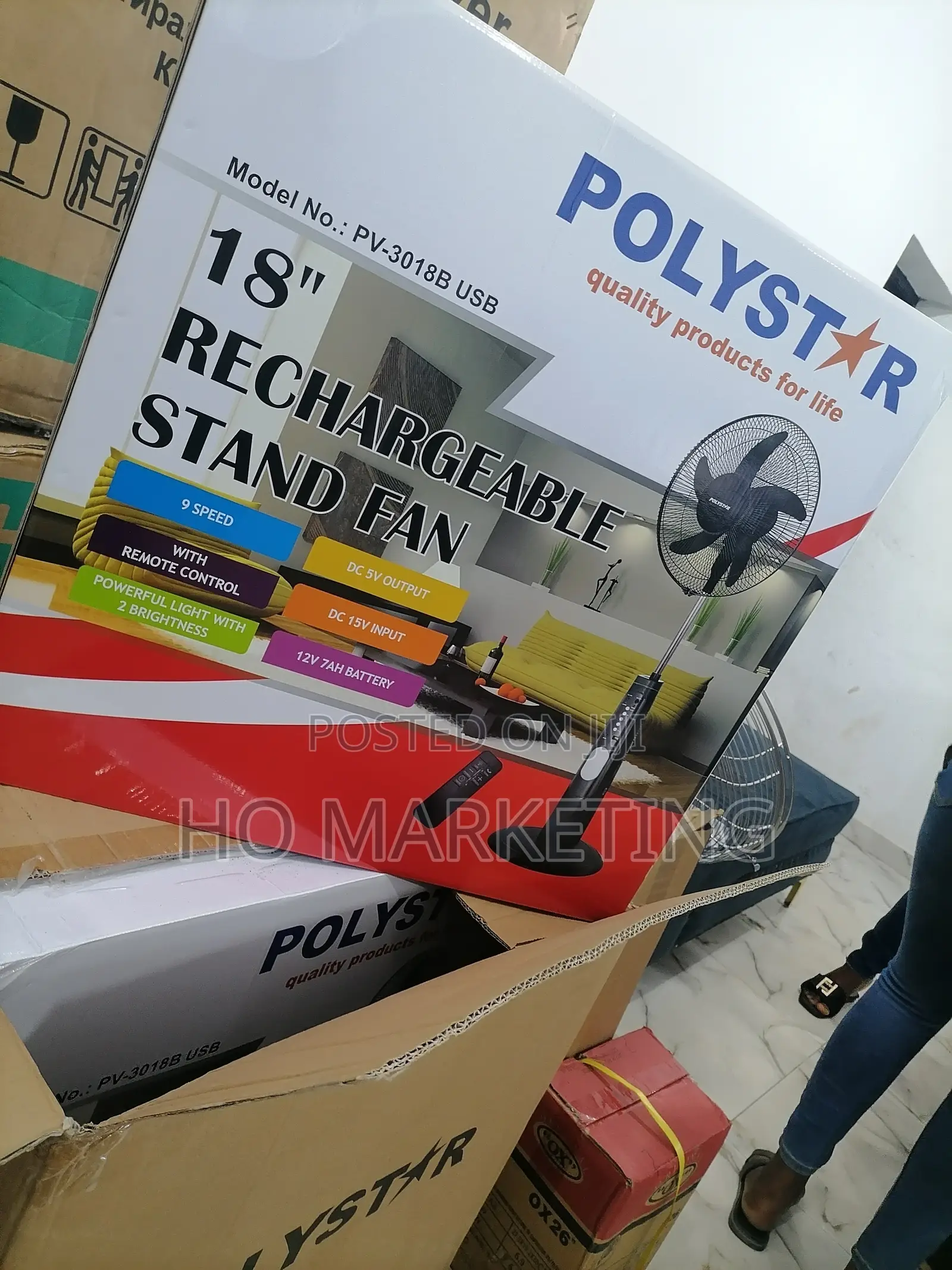 Best Pick Polystar 18' Rechargable Stand Fan [Pv-3018b]