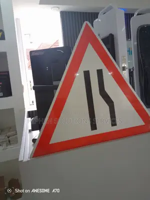 Traffic Road Signs Right Lane Ends Ahead