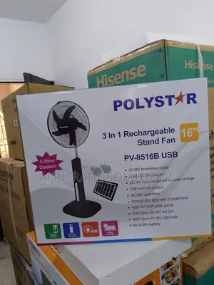 Brand New Polystar 16" Rechargeable Fan- Five Speed Blade