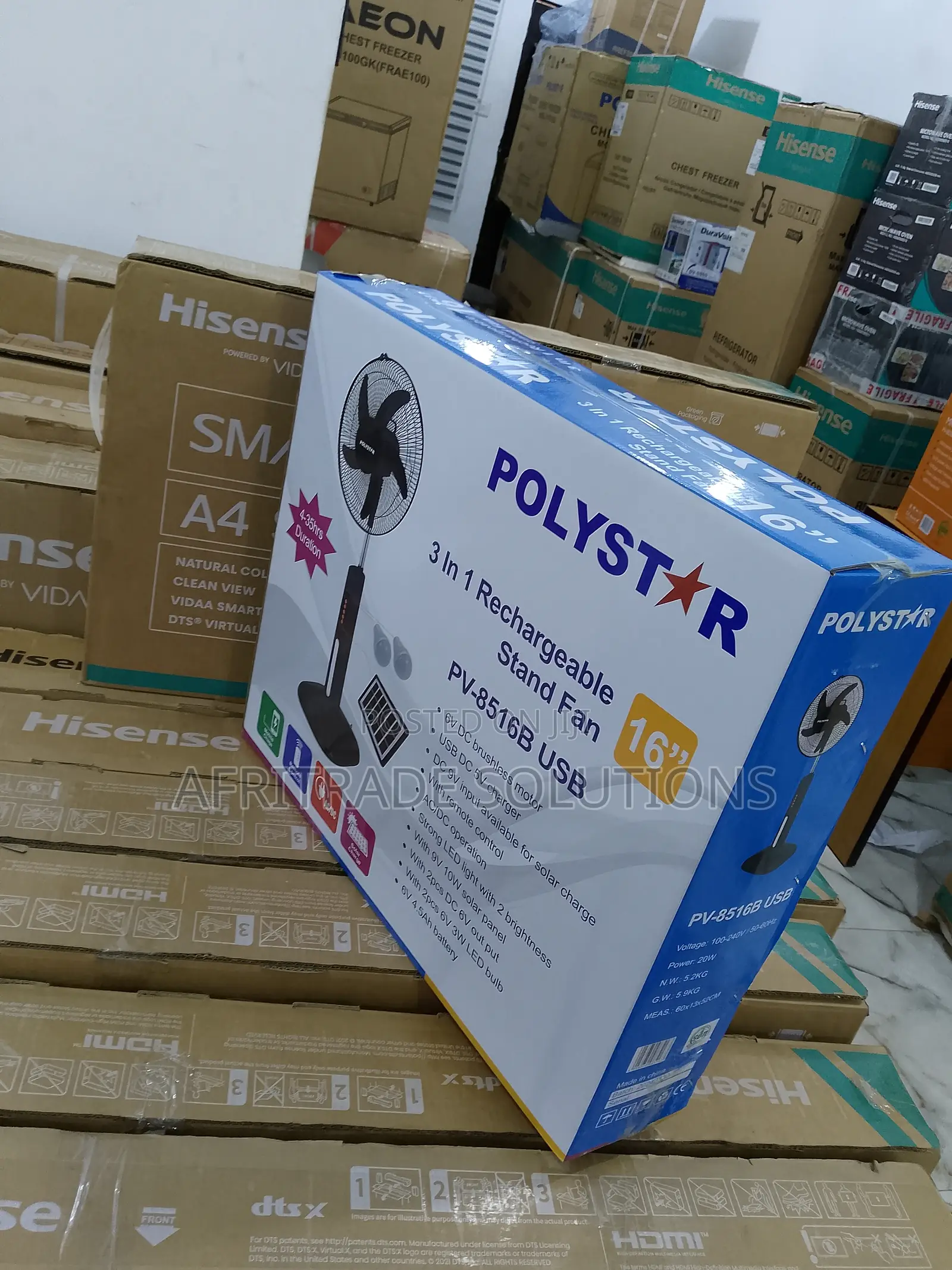 Original Polystar 16" Rechargeable Fan- Five Speed Blade