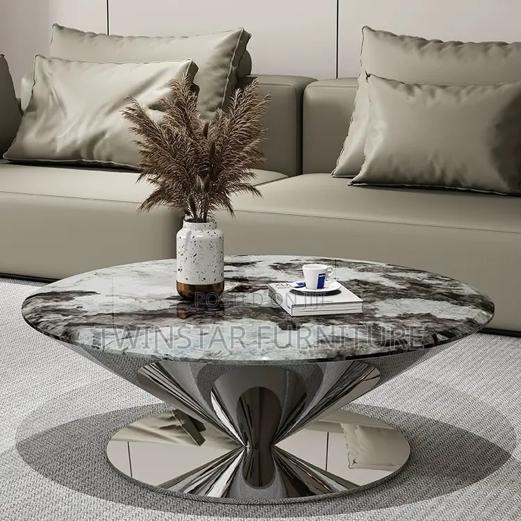 New Modern Stainless Marble Top Centre Table