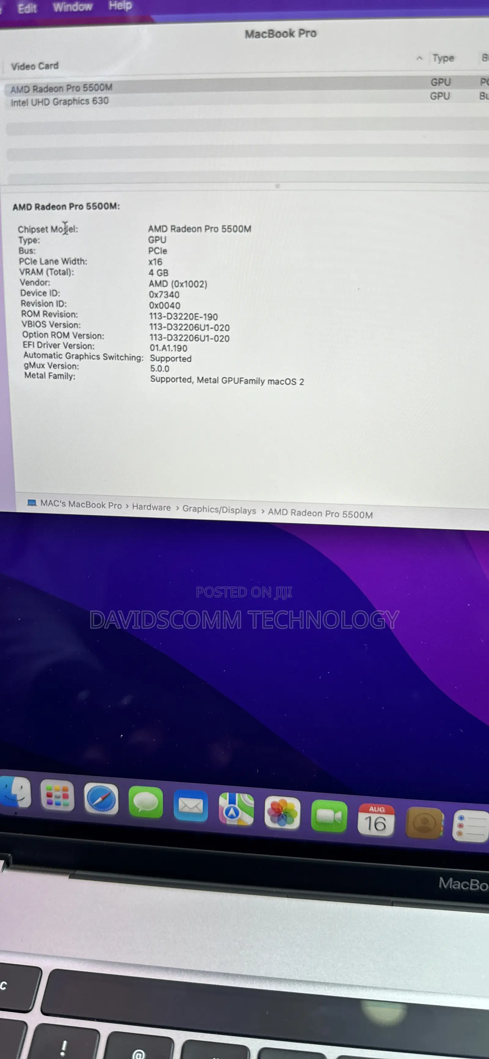 Laptop Apple MacBook Pro 2019 32GB Intel Core i9 SSD 512GB