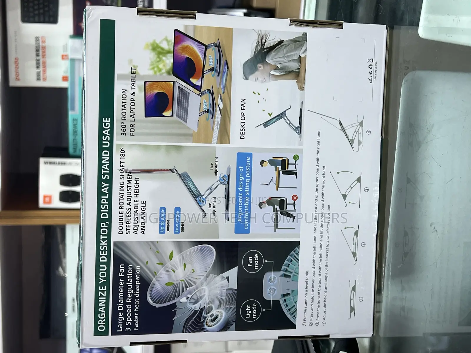 Rotating Laptop Stand With 3 Levels Fan