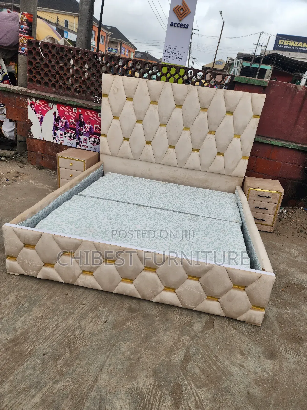 Quality 6by6 Upholstery Padded Bed Frame With Two Bed Sides