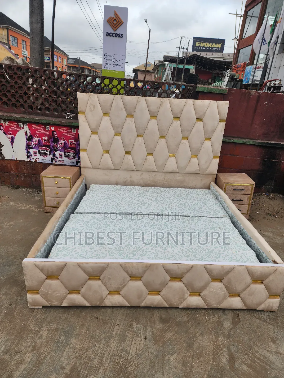 Quality 6by6 Upholstery Padded Bed Frame With Two Bed Sides
