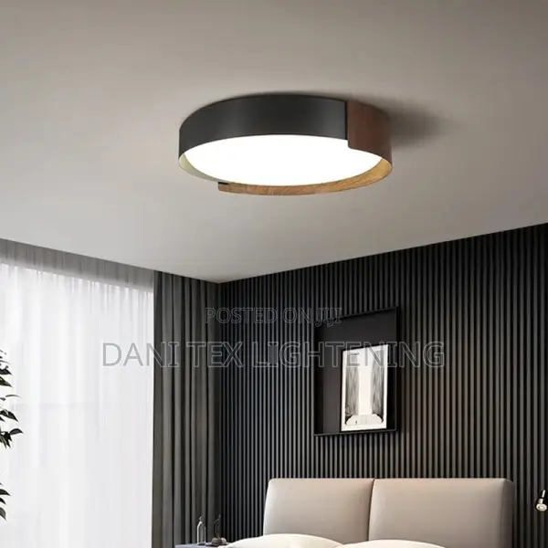 Minimalist Nordic Bedroom Ceiling Light Modern Walnut Wood