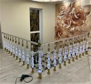 Luxury Gold Plated Crystal Staircase Handrails