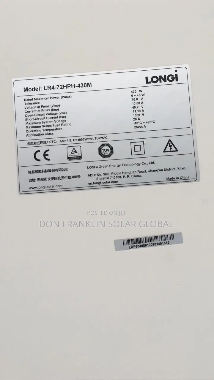 430watts Longi Mono Solar Panel