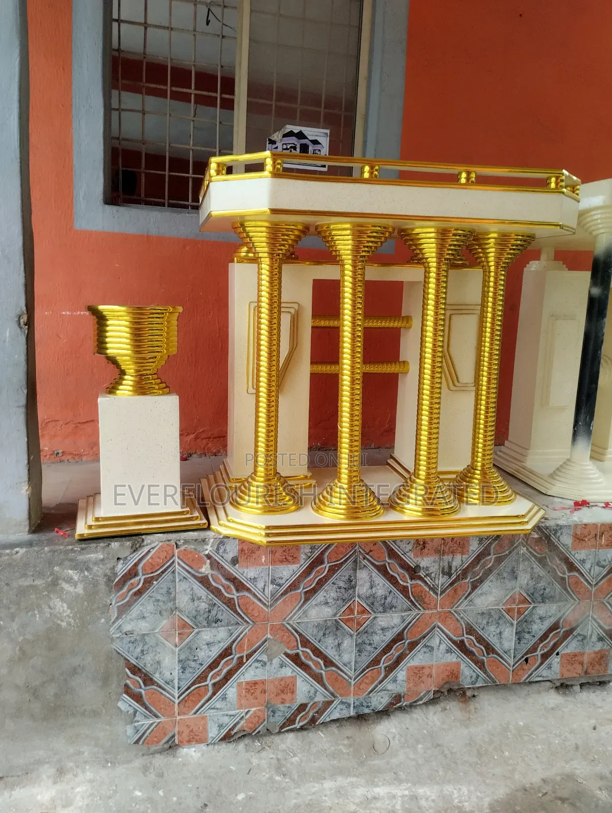 Pulpit and Flower Vase.