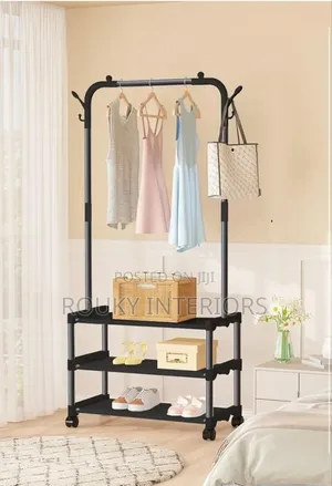 Clothes Hanger and 3 Bottom Shelves Shoe Racks