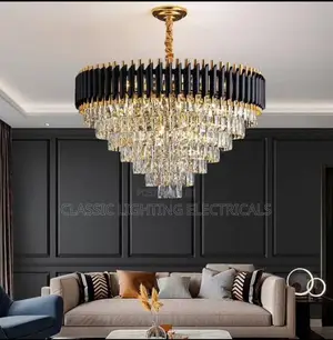 2024 Luxury Modern Gold Black Crystal Chandelier