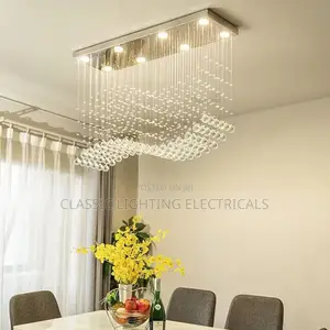 Crystal Chandeliers LED Chrome Finished Light Wave Art