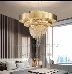 Gold Luxury Living Room Chandelier Lamps Modern Round Crysta