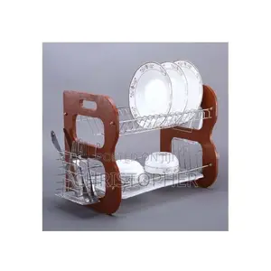 "22" 2 Layer Dish Drainer With Utensils and Glass Holder