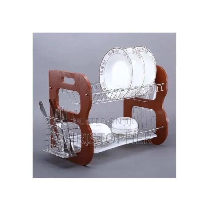"22" 2 Layer Dish Drainer With Utensils and Glass Holder