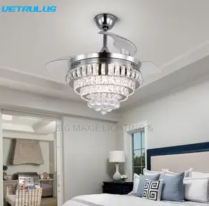 Modern Crystal Ceiling Fan Chandelier Lamp
