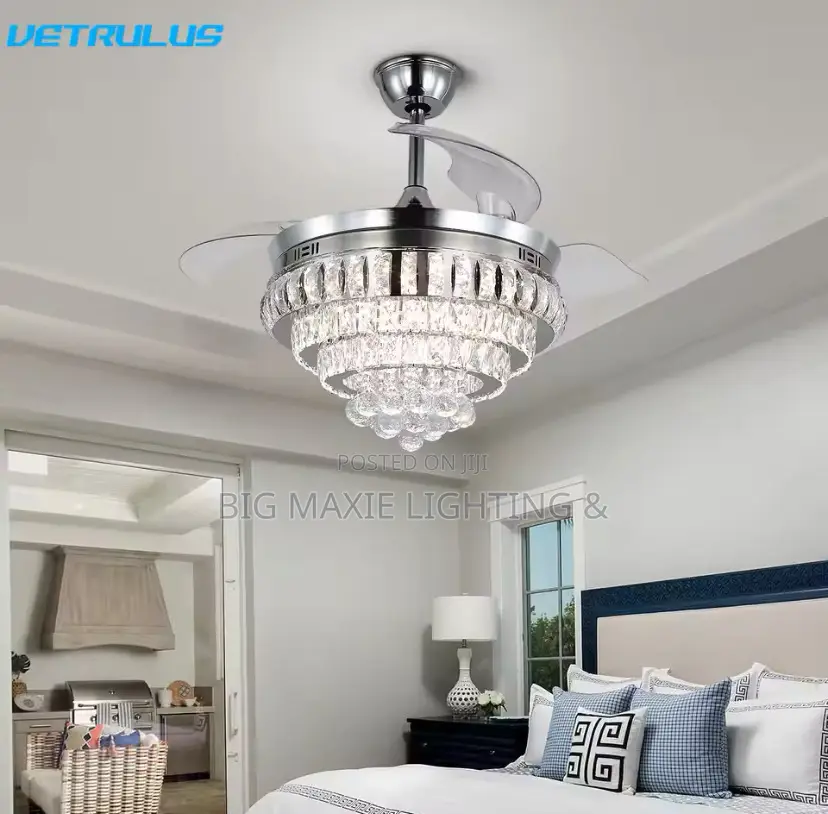 Modern Crystal Ceiling Fan Chandelier Lamp