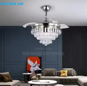 Modern Crystal Ceiling Fan Chandelier Lamp