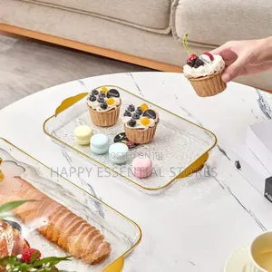 Gold Rim Transparent Luxury Plastic Tray