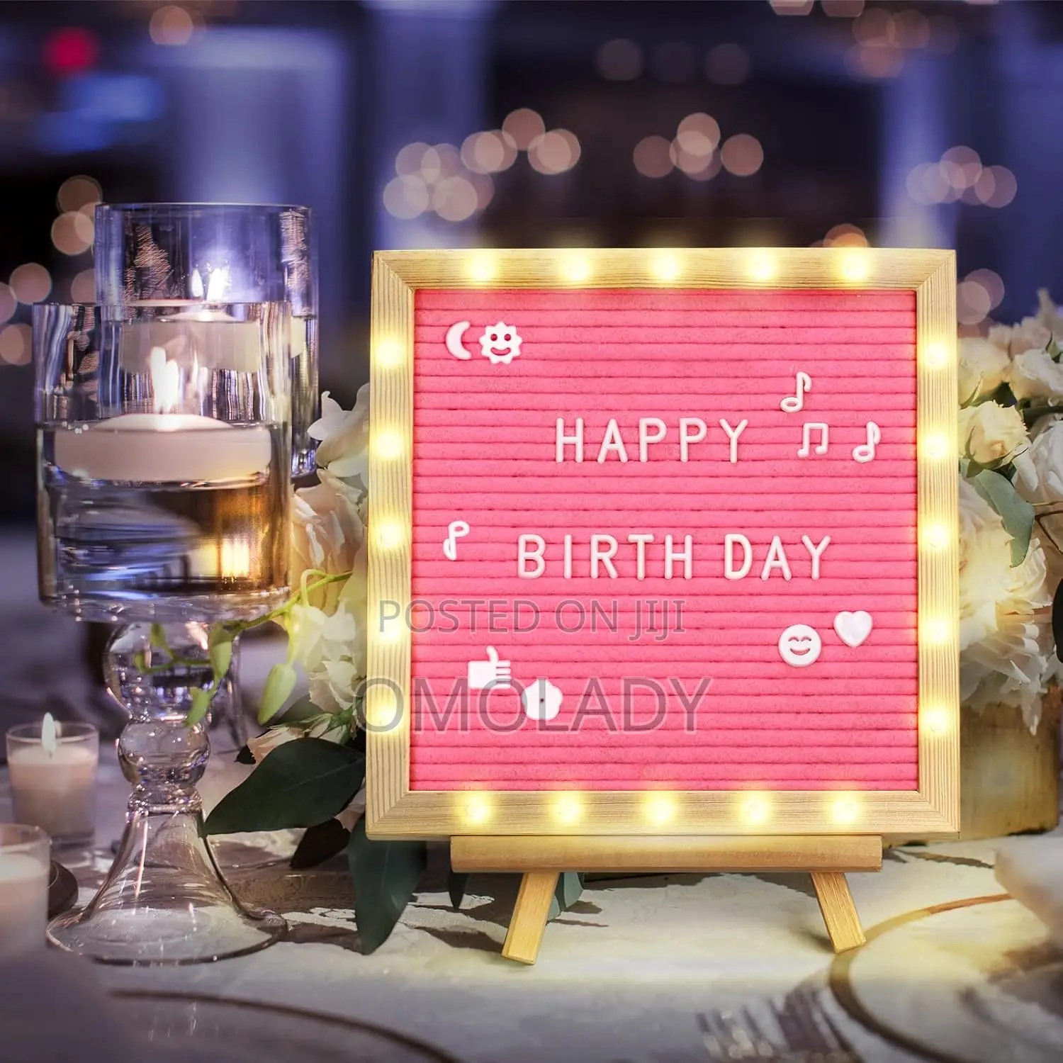 Changeable Heart Felt Letter Board With Lights - 10x10inches