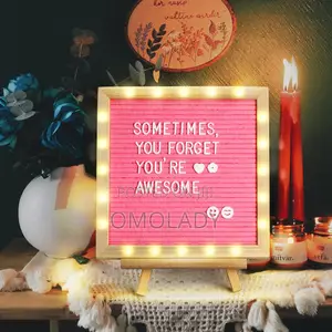 Changeable Heart Felt Letter Board With Lights - 10x10inches