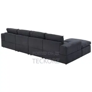 Pleated Velvet Upholstered Living Room Sectional Sofa